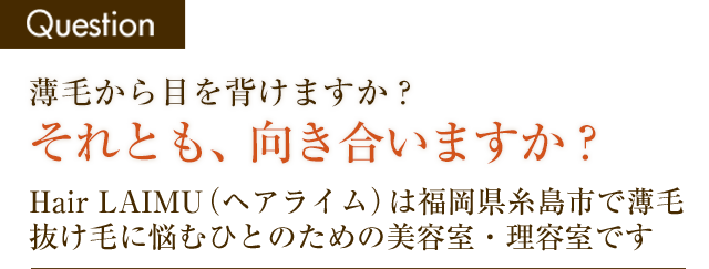 薄毛から目を背けますか？ それとも、向き合きあいますか？ 